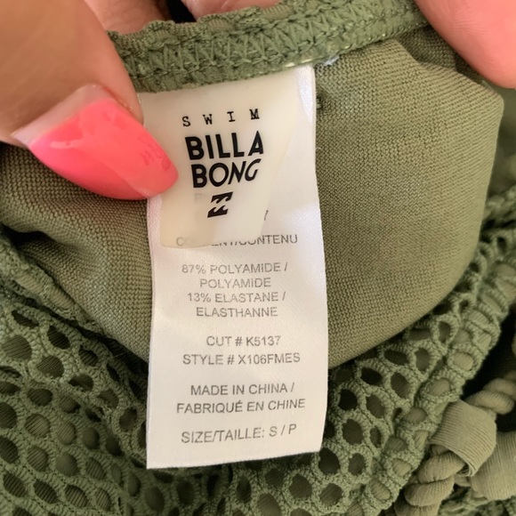 Army Green billabong one piece backless swimsuit - Picture 5 of 6
